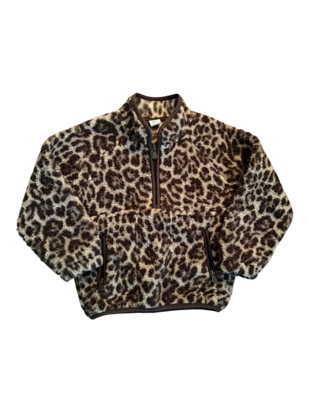 Gap Girls 4T Leopard Print Fleece Quarter Zip Pullover